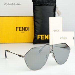 Fendi Women Sunglasses Ruthenium Smoke Mirror Round FE40080U FF MATCH 12C NEW